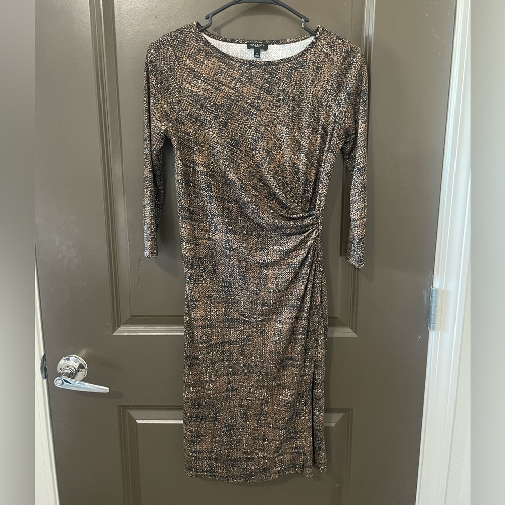 Talbots Black Brown Patterned Ruched Stretchy Bod… - image 1